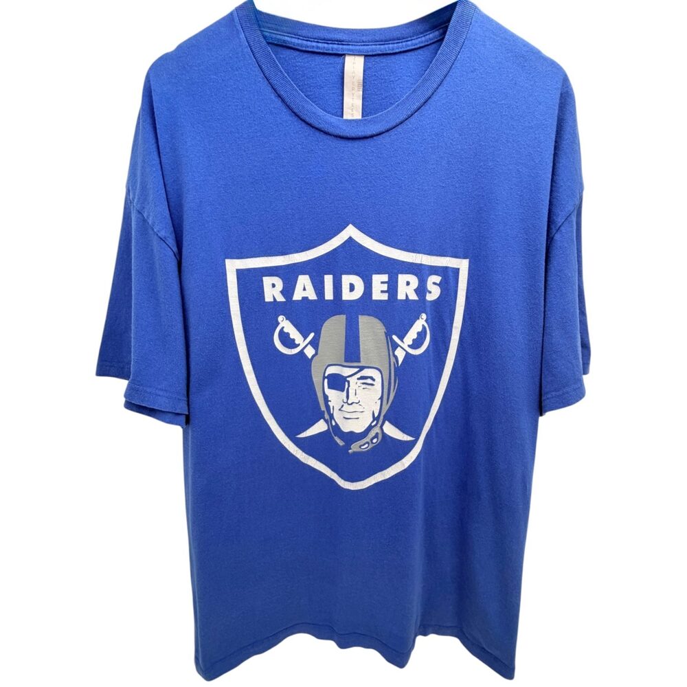 Player Tees Blue Heavy Weight Graphic Raiders T-Shirt Cotton Crew Neck Men's 2XL